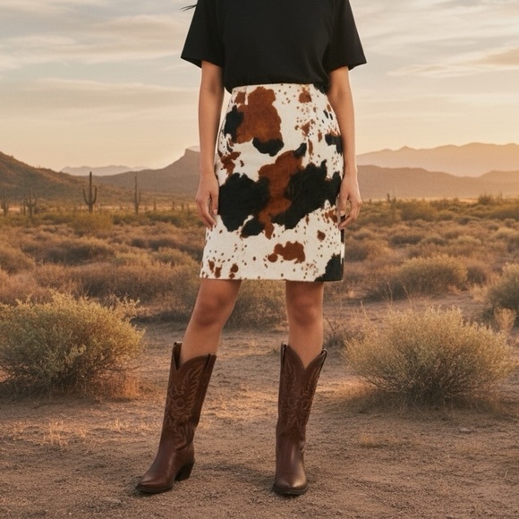 Lea Rome Dresses & Skirts - Lea Rome Cowhide Hair Western French Pencil Skirt Small (38) Cowgirl Revival